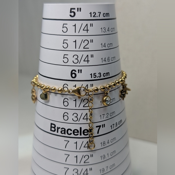 Charm Bracelet - Artisan - Gold Plated Hypoallergenic Stainless Steel D047 - Picture 8 of 10